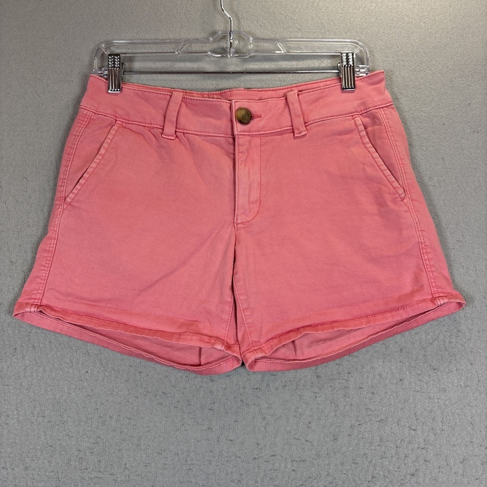 American Eagle‎ Outfitters Midi Stretch Chino Shorts Mid-Rise Denim Pink Size 4
